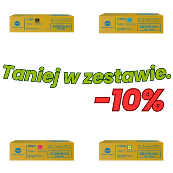 Oryginalne tonery Konica Minolta TNP92 – zestaw Czarny, Błękitny, Czerwony, Żółty (CMYK) do urządzenia Konica Minolta bizhub C3120i