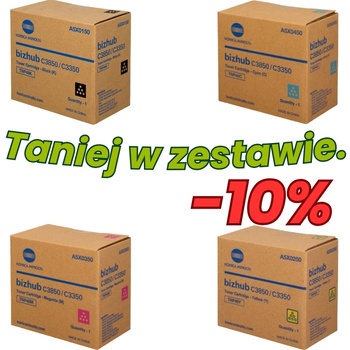 Oryginalne tonery Konica Minolta TNP48 – zestaw (CMYK) do bizhub C3350 / C3850 / C3850FS